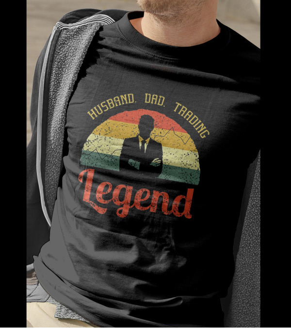 Husband Dad Trading Legend Vintage Style Silhouette Day Trader Investor T-Shirt