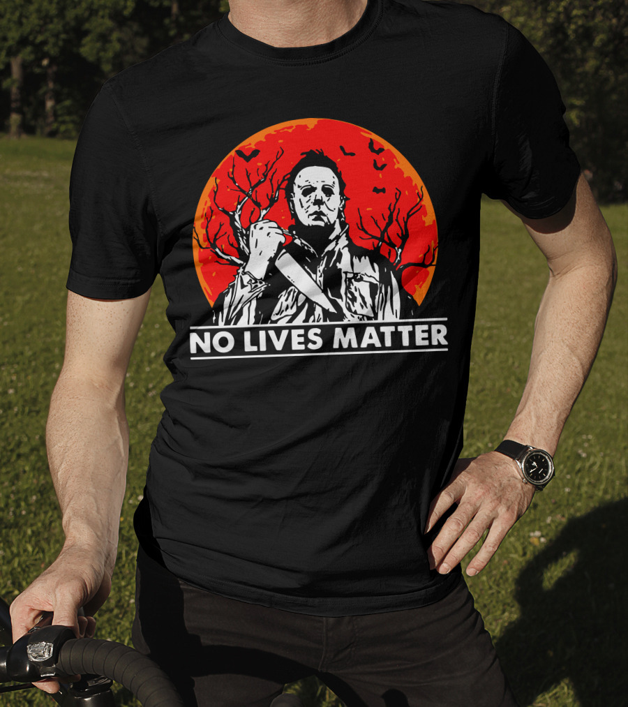 No Lives Matter Michael Myers Halloween Moon Knife Red Full Moon T-Shirt