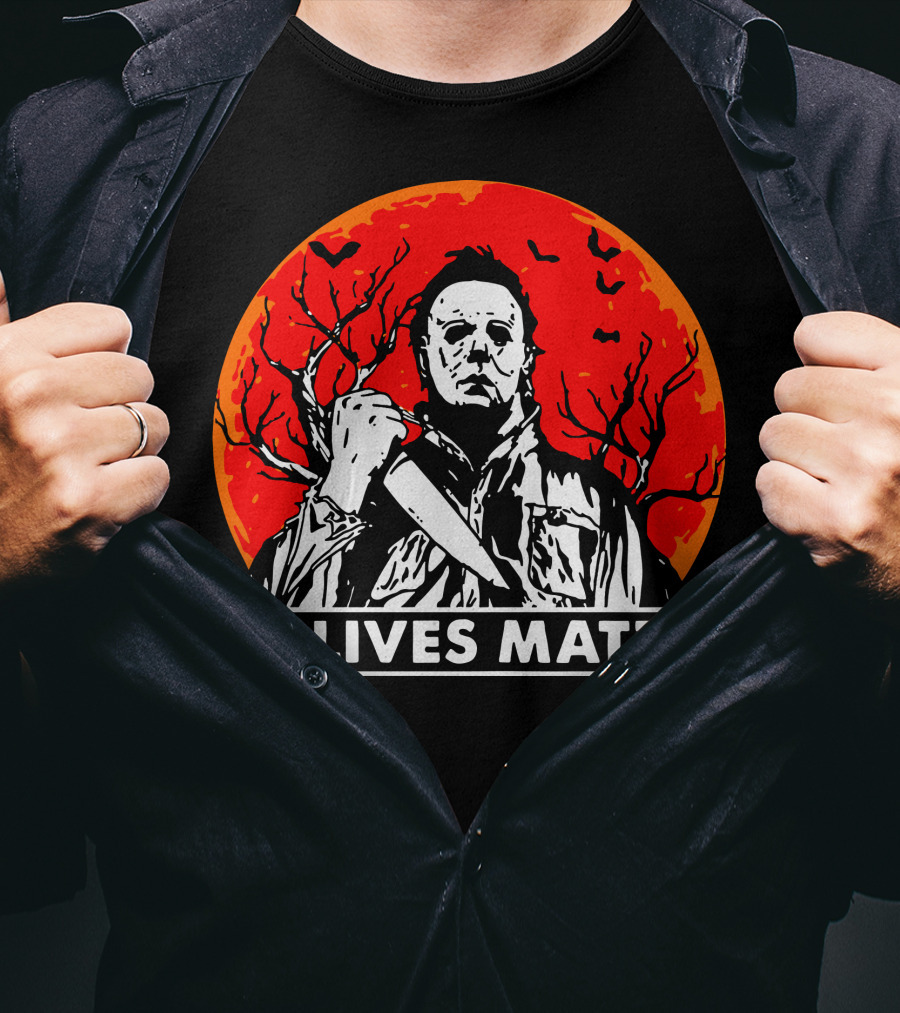 No Lives Matter Michael Myers Halloween Moon Knife Red Full Moon T-Shirt