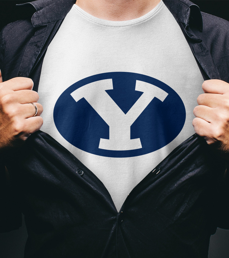 Brigham Young Cougars Y Logo Blue Oval T-Shirt