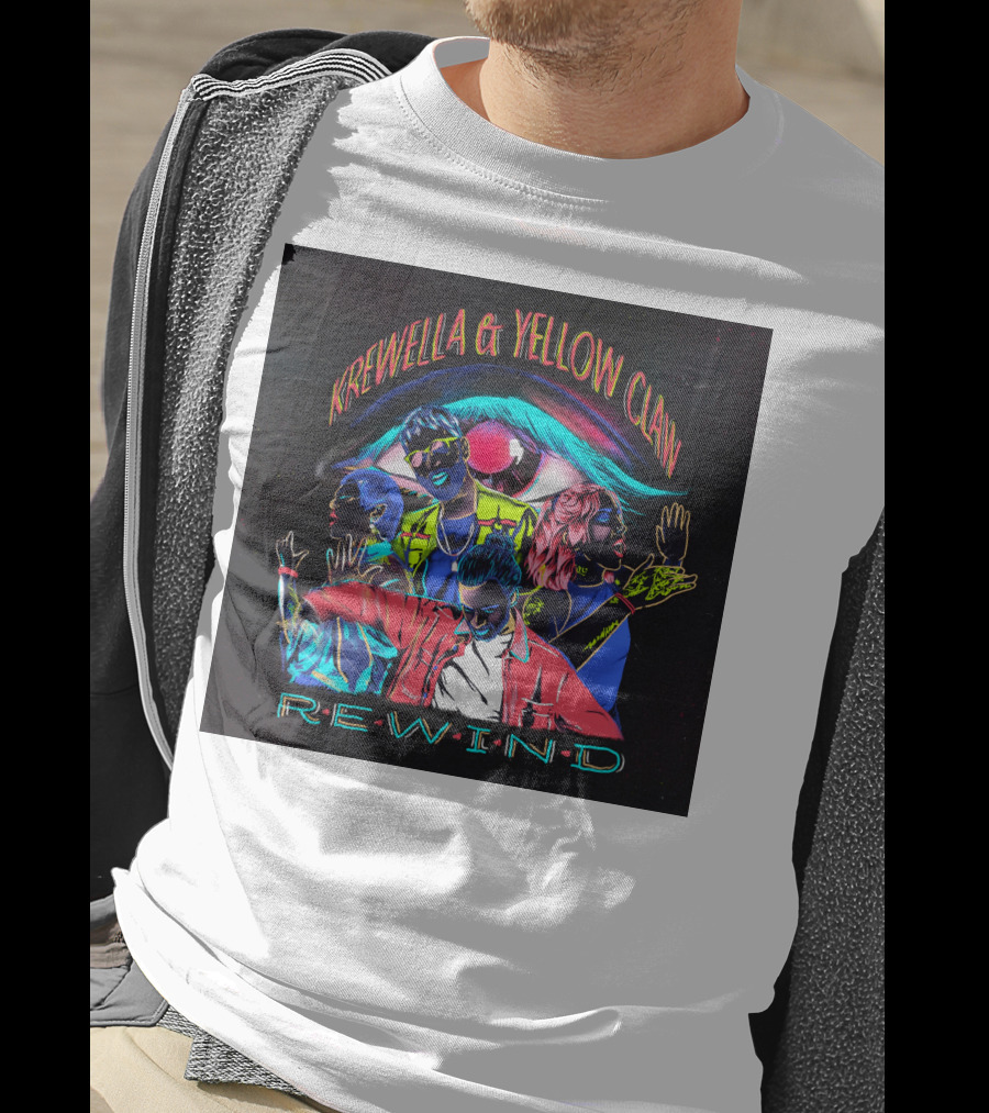Krewella And Yellow Claw Rewind Merchandise Featuring Neon Characters And Eye T-Shirt