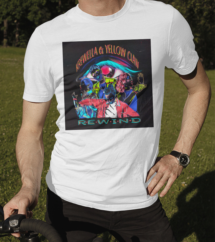 Krewella And Yellow Claw Rewind Merchandise Featuring Neon Characters And Eye T-Shirt