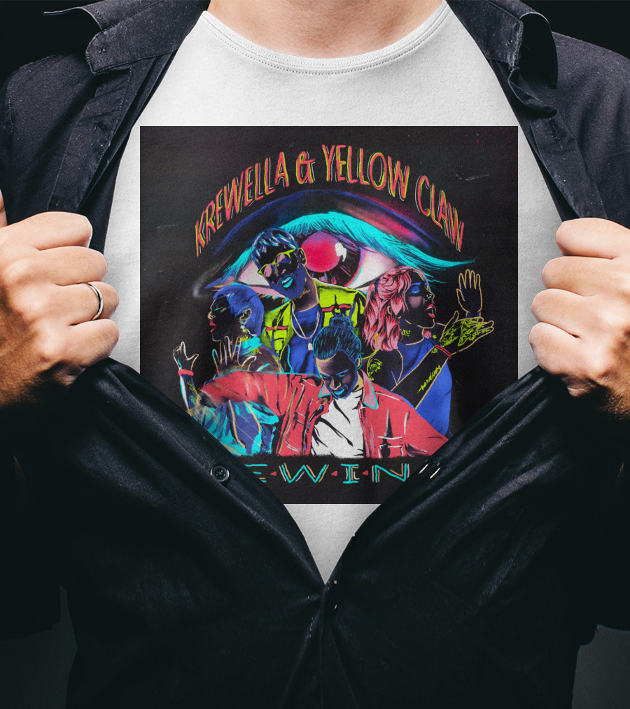 Krewella And Yellow Claw Rewind Merchandise Featuring Neon Characters And Eye T-Shirt