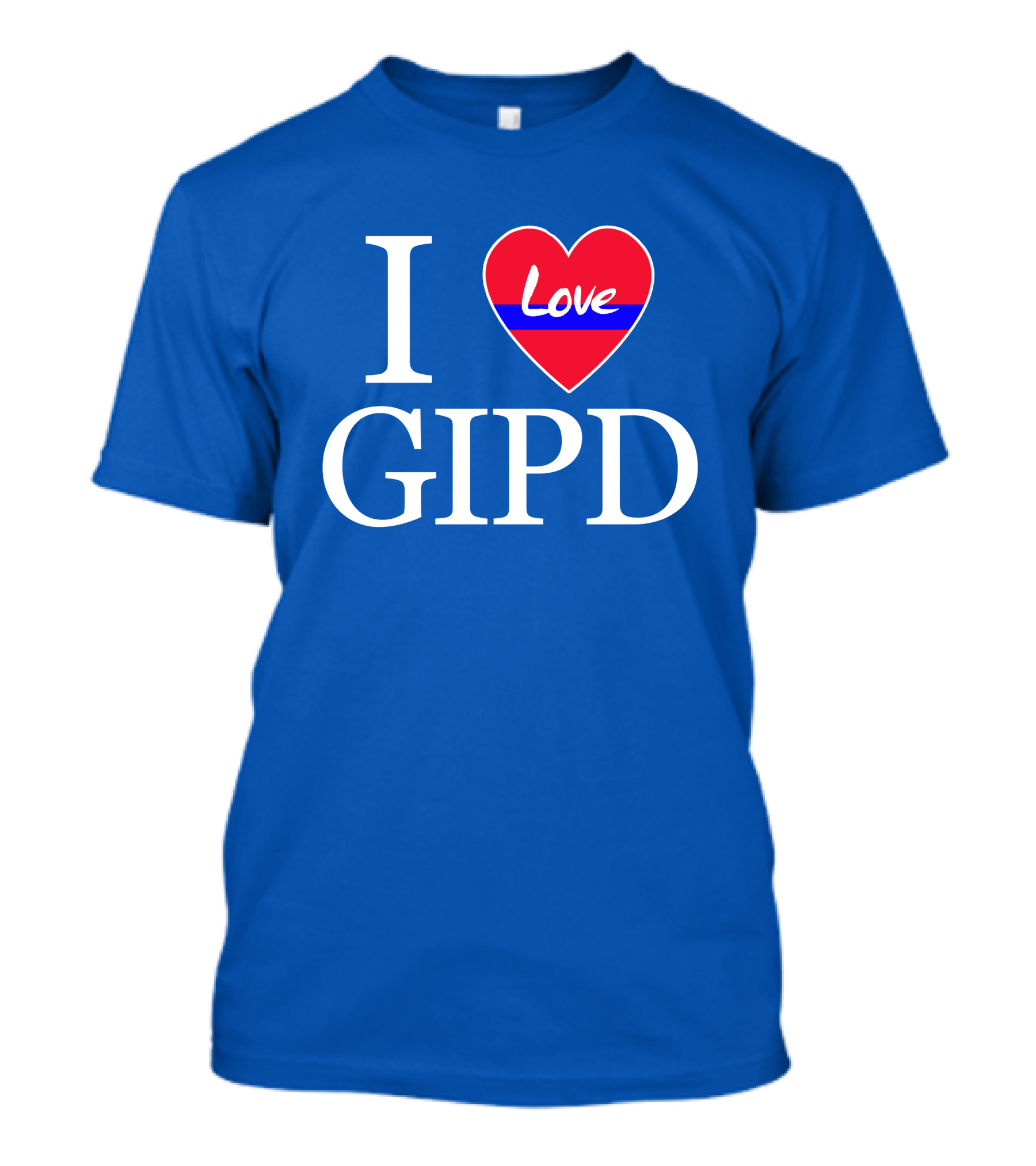 I Love GIPD Heart Symbol Blue Background T-Shirt