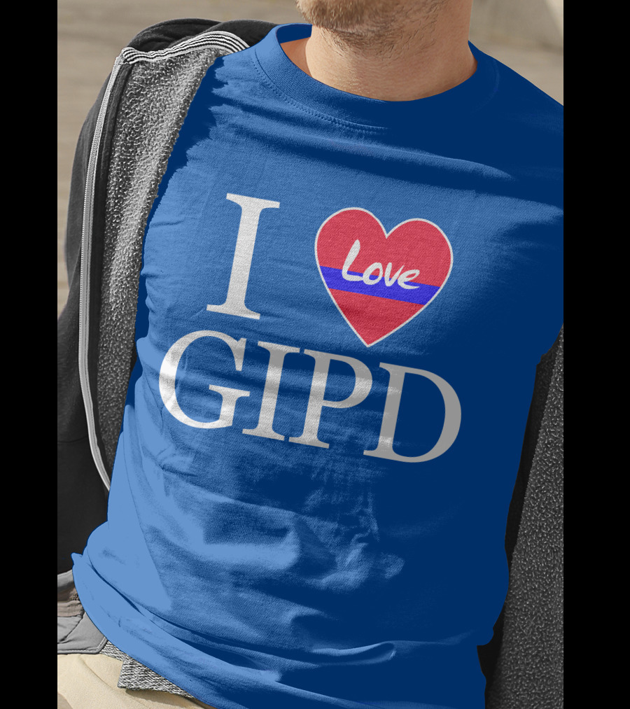 I Love GIPD Heart Symbol Blue Background T-Shirt
