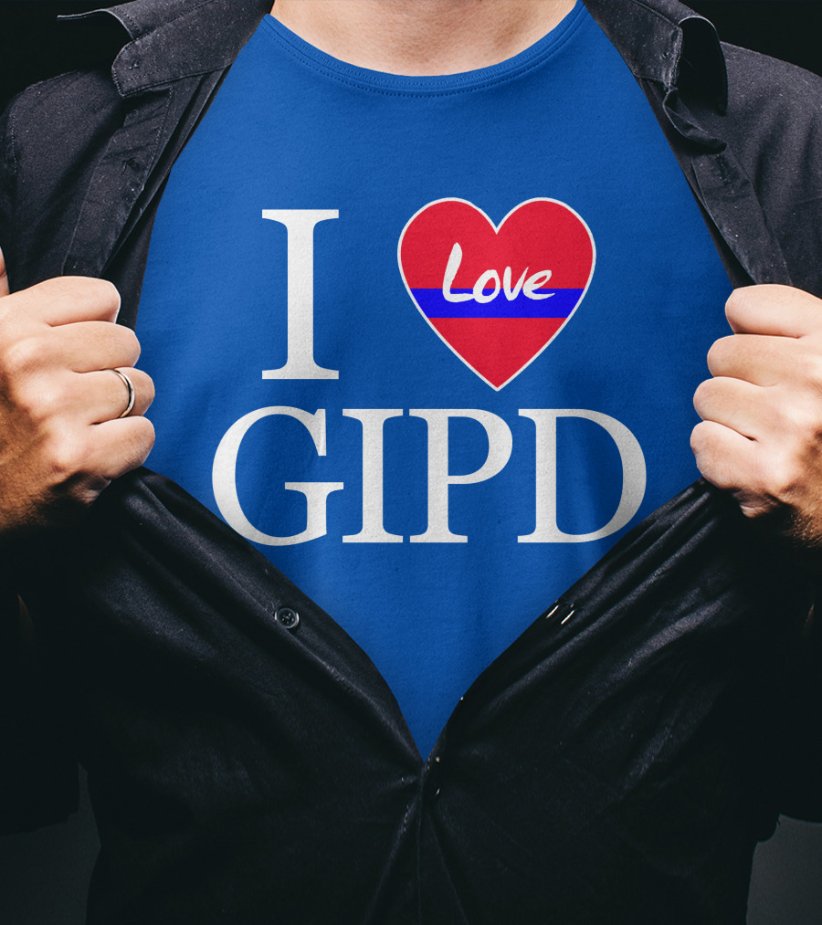 I Love GIPD Heart Symbol Blue Background T-Shirt