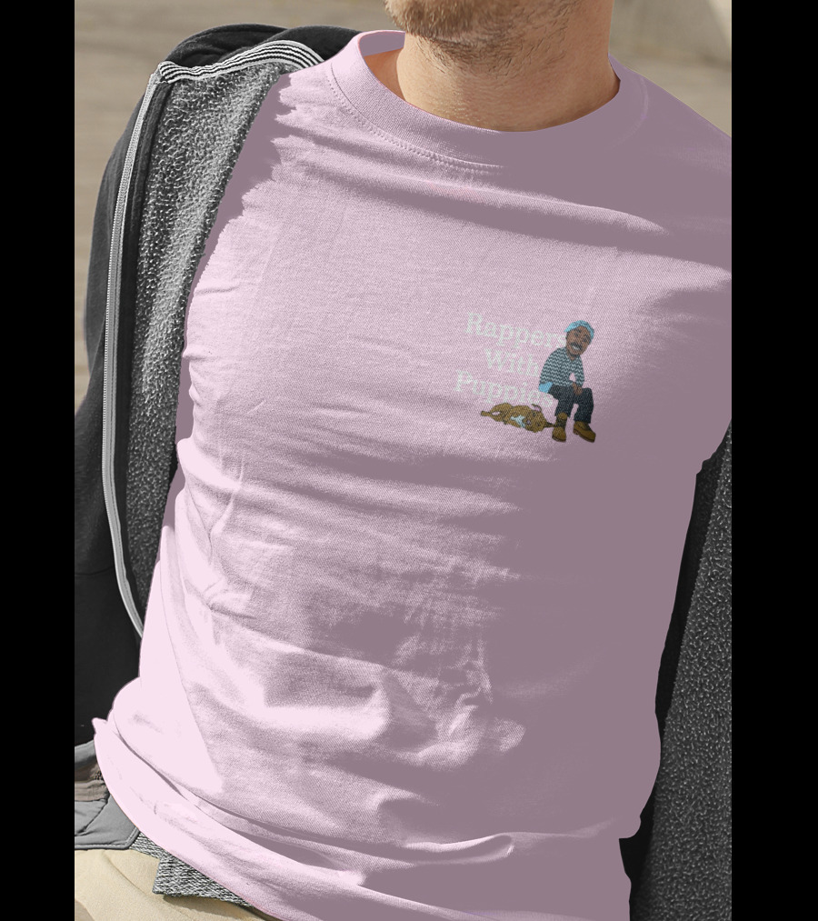 Rappers With Puppies Zumiez Pink Background Beanie And Boots T-Shirt