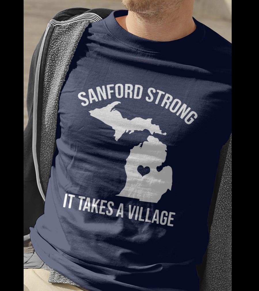 Sanford Strong It Takes A Village Michigan Map Heart T-Shirt