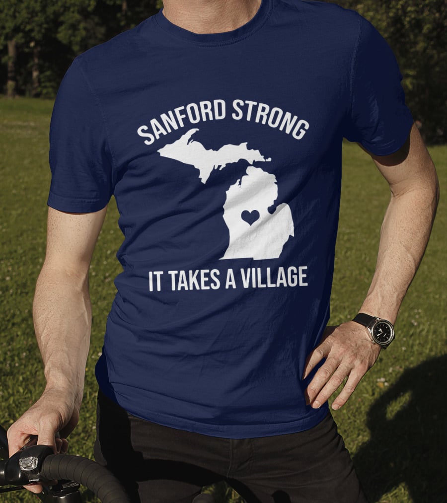 Sanford Strong It Takes A Village Michigan Map Heart T-Shirt
