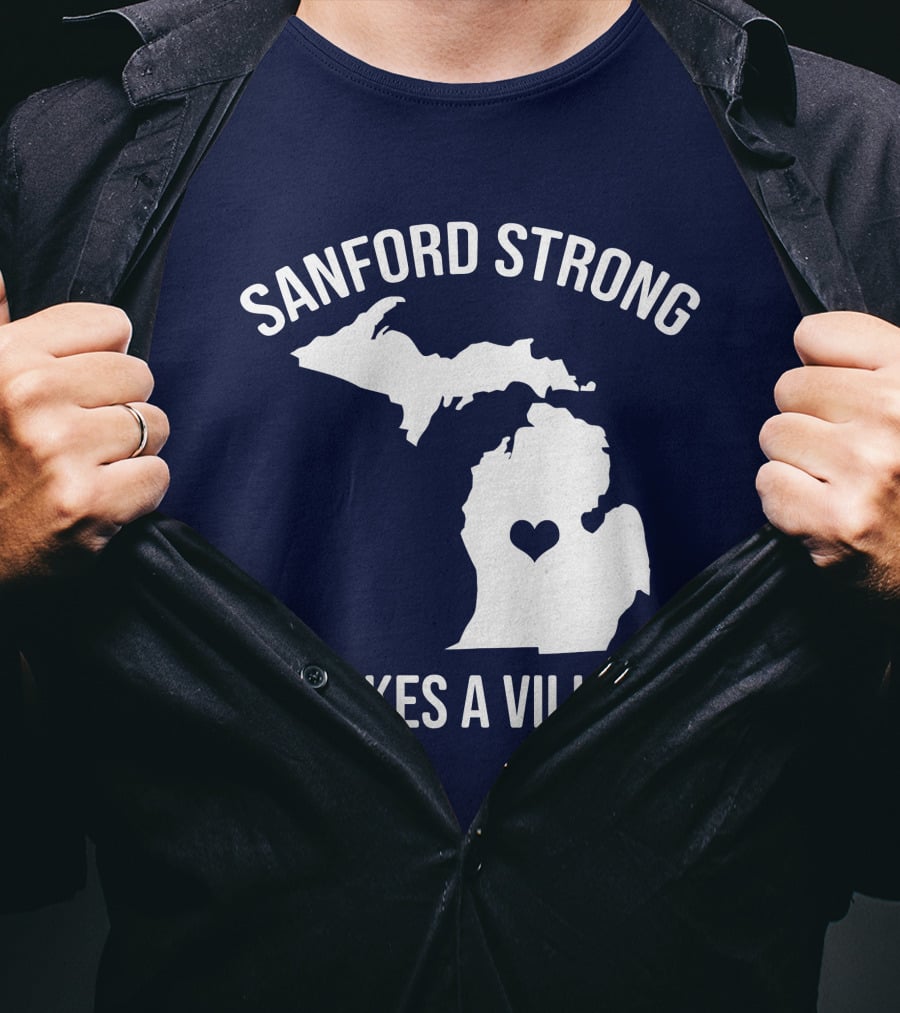 Sanford Strong It Takes A Village Michigan Map Heart T-Shirt