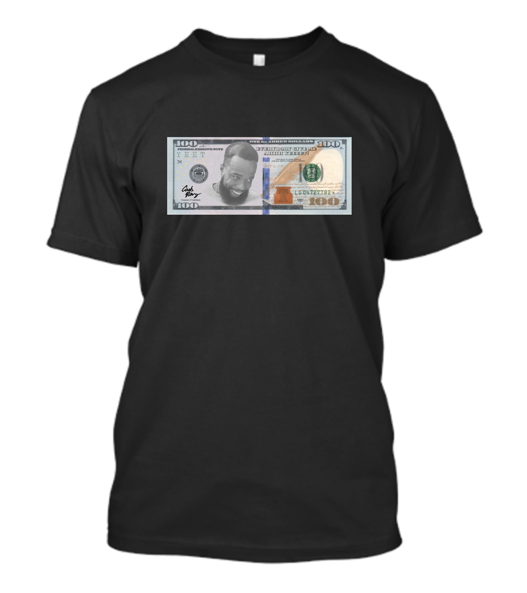 3 Bill Cash Nasty Merch Hundred Dollar Bill Parody With Smiling Face T-Shirt