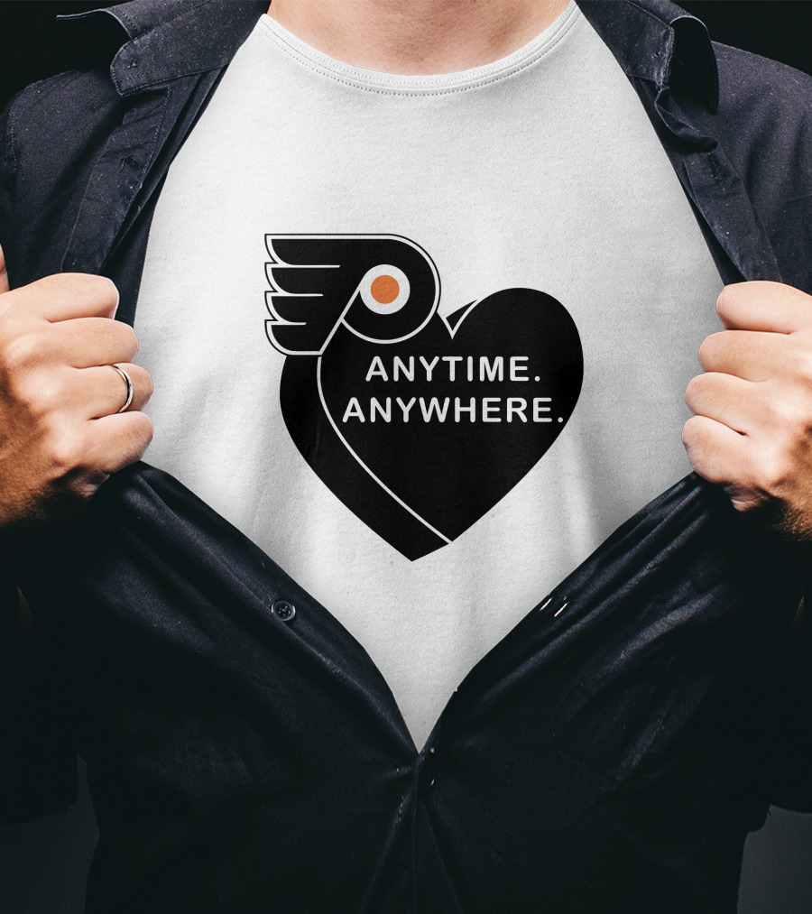 Philadelphia Flyers X Amberella Collaboration Anytime Anywhere Heart T-Shirt