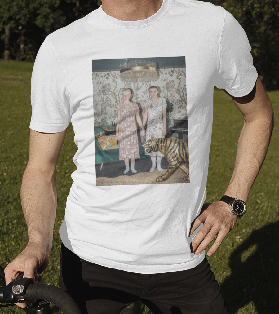 Emmy Lan And Emmy Hartman Hand Holding With Golden Tiger And Floral Wallpaper T-Shirt