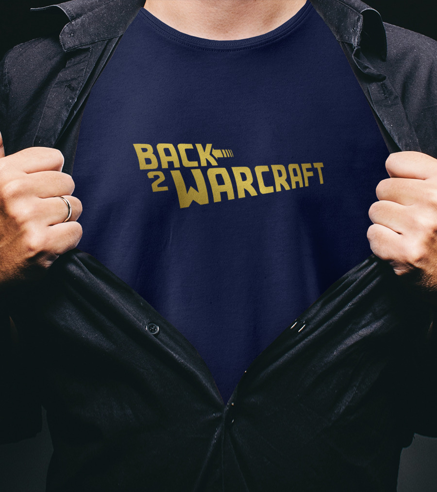 Back2Warcraft B2W Back To Warcraft Gold Text T-Shirt