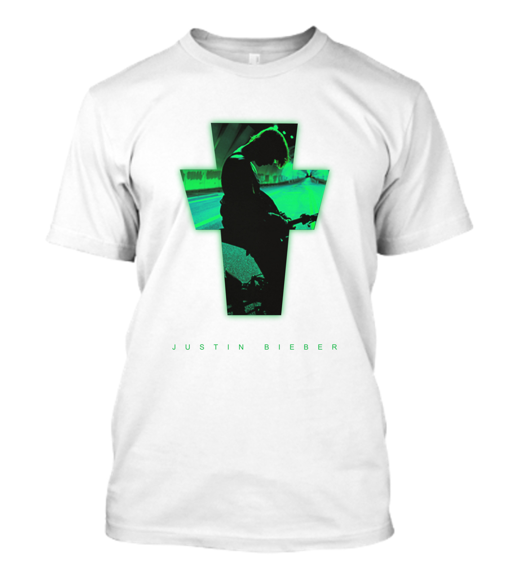 Justin Bieber Cross Silhouette Neon Green T-Shirt
