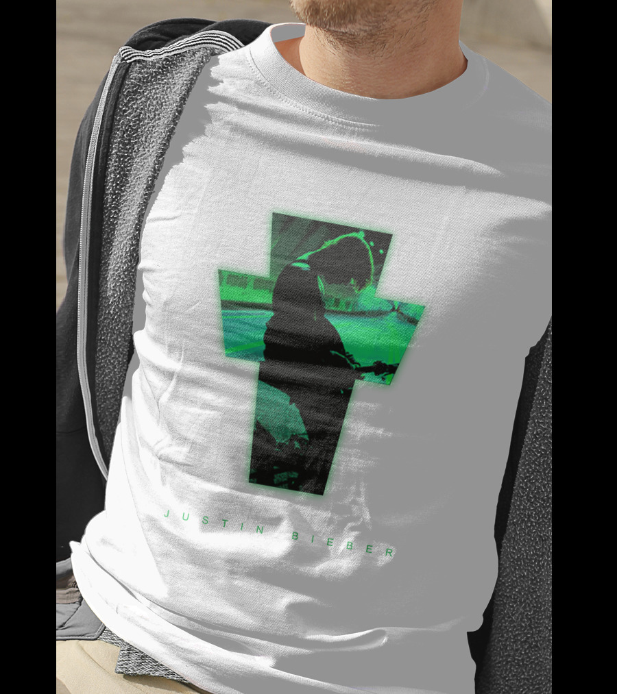 Justin Bieber Cross Silhouette Neon Green T-Shirt