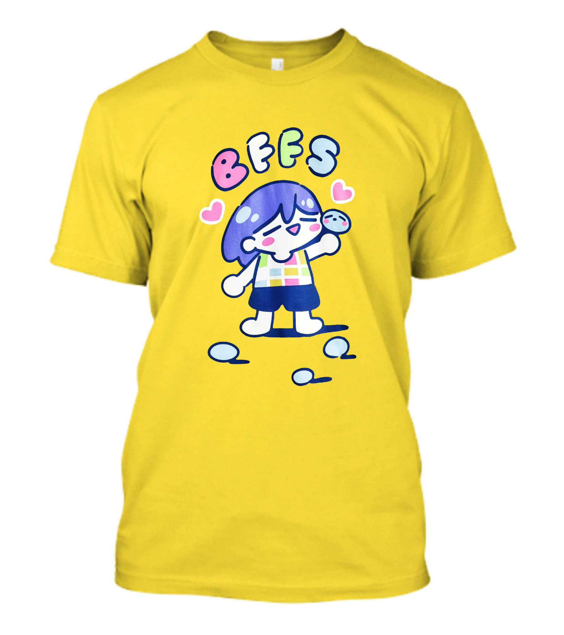Omocat Omori Kel BFFS Purple Hair Colorful Hearts T-Shirt