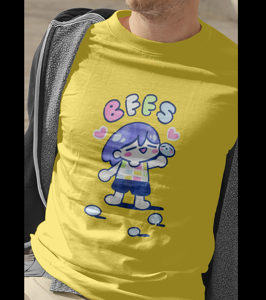 Omocat Omori Kel BFFS Purple Hair Colorful Hearts T-Shirt