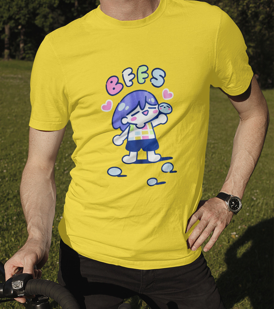 Omocat Omori Kel BFFS Purple Hair Colorful Hearts T-Shirt