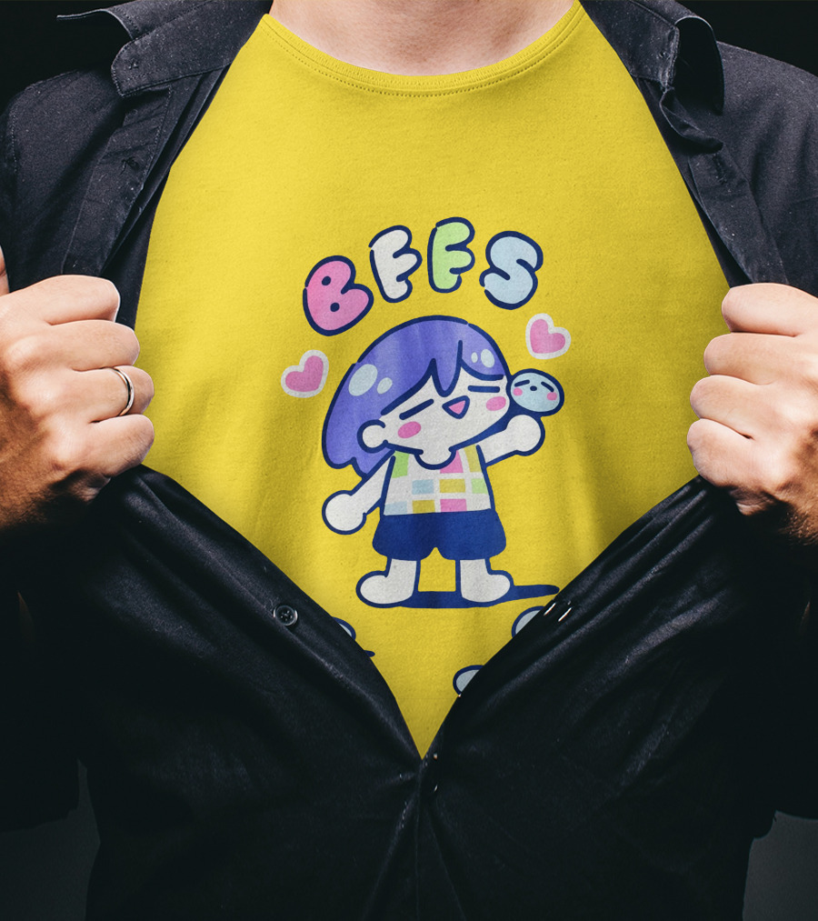 Omocat Omori Kel BFFS Purple Hair Colorful Hearts T-Shirt