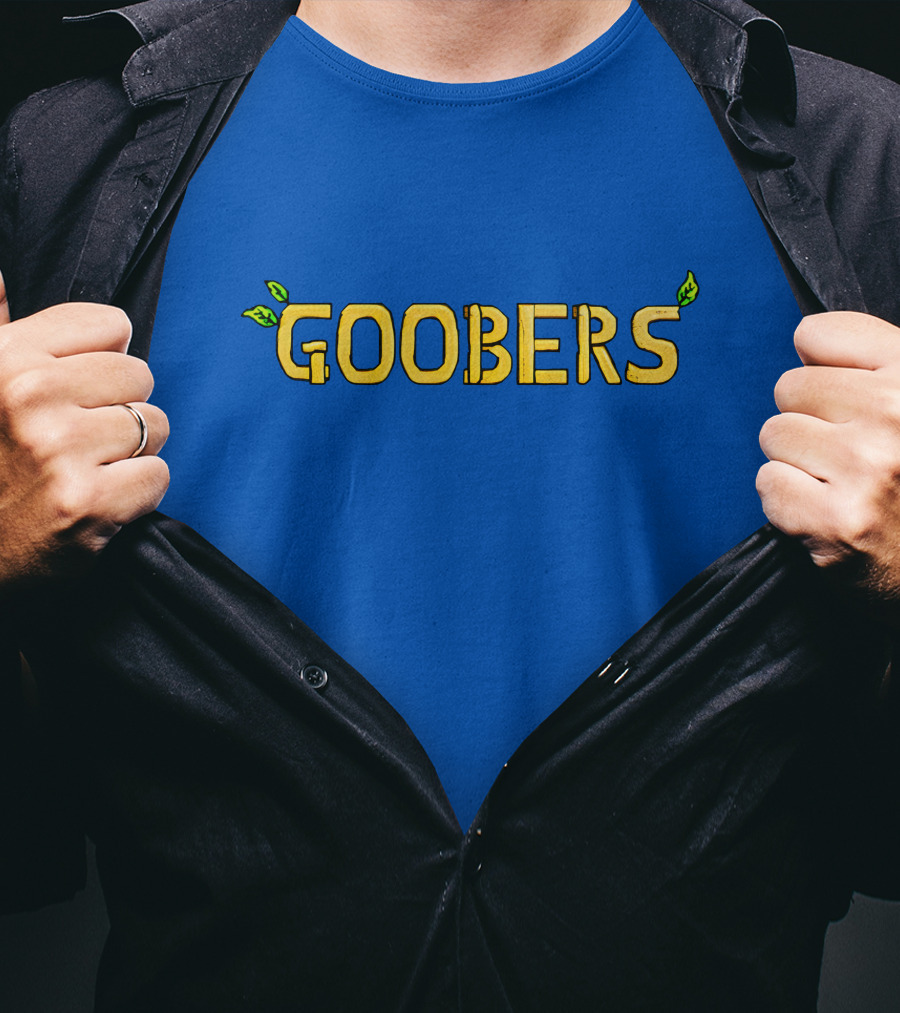GOOBERS Nature Inspired Typography With Leaves T-Shirt