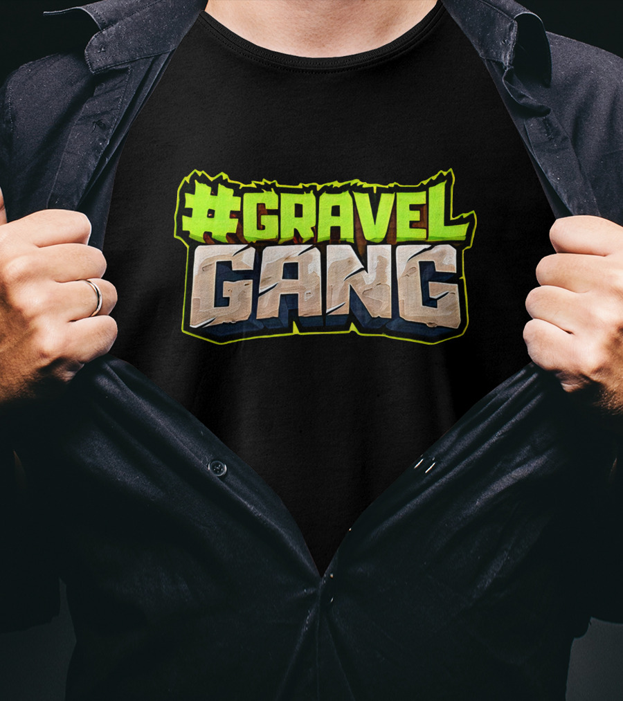 Boomer Merch Gravel Gang #Gravel Gang Stone Text T-Shirt