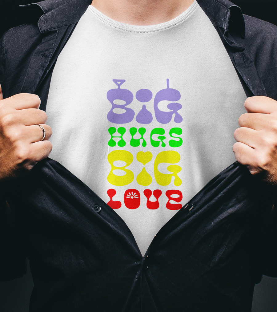 Big Hugs Big Love Colorful Retro Typography T-Shirt