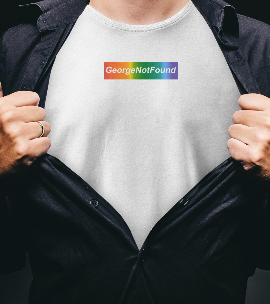 GeorgeNotFound Rainbow Pride Text With Colorful Gradient Background T-Shirt