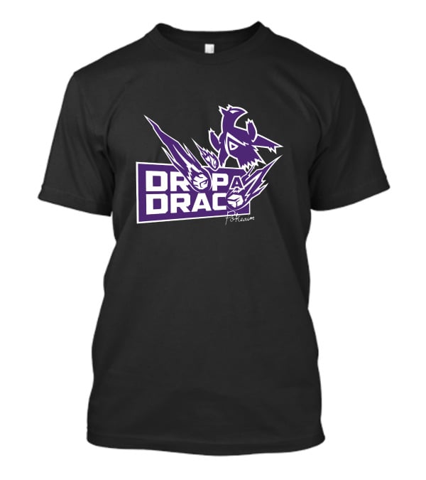 Tempo Pokeaim DropaDraco Remaster Logo With Purple And White Dragon Elements T-Shirt