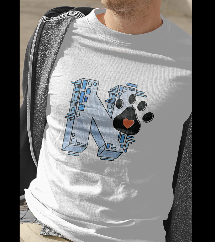 Noelle's Merch Store Initial N With Paw Print And Heart T-Shirt