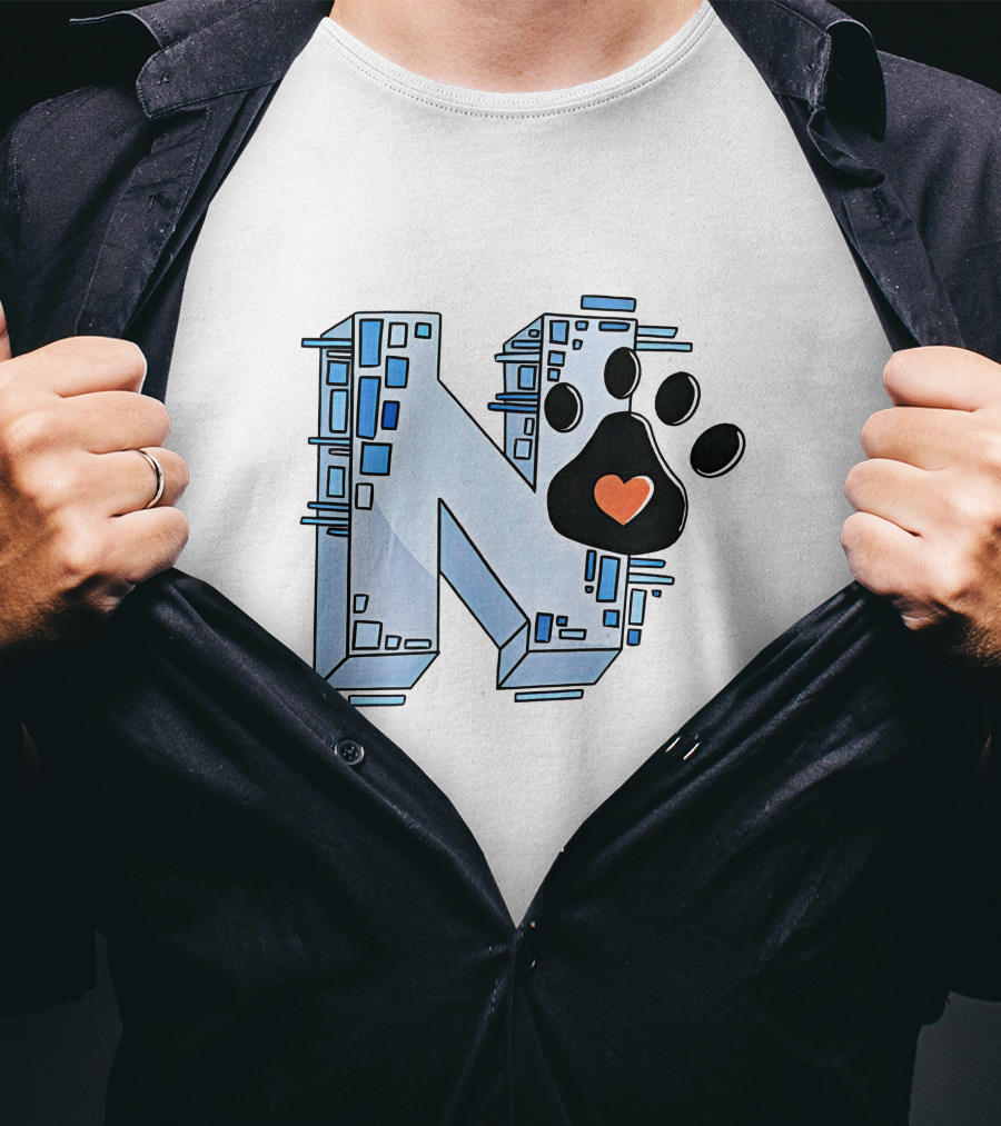 Noelle's Merch Store Initial N With Paw Print And Heart T-Shirt