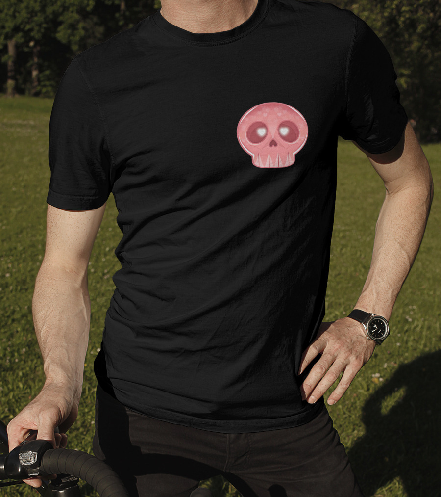 LukeIs Deaddd Pink Heart-Eyed Skull T-Shirt