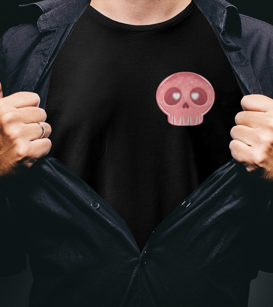 Shop The LukeIsDeaddd Merch Store Pink Heart-Eyed Skull T-Shirt