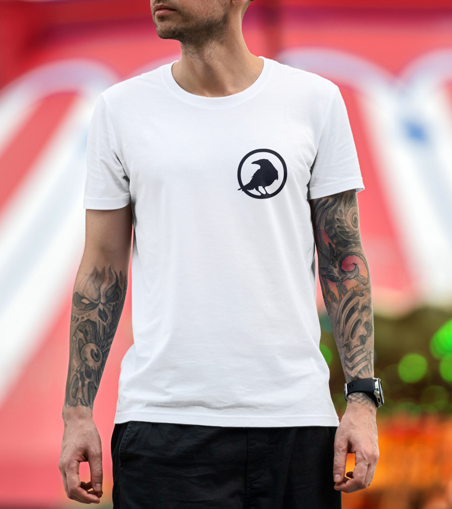 CrowfallGame Crow Silhouette Logo in Circle T-Shirt