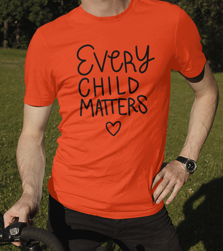 Every Child Matters Heart Symbol Orange Background T-Shirt