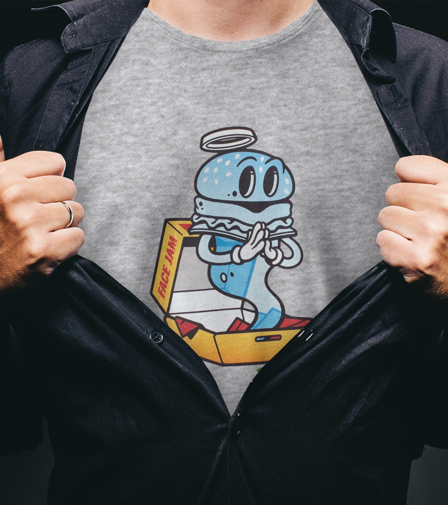 Shop Face Jam Merch Store FaceJamPod Cartoon Pizza Box Character T-Shirt