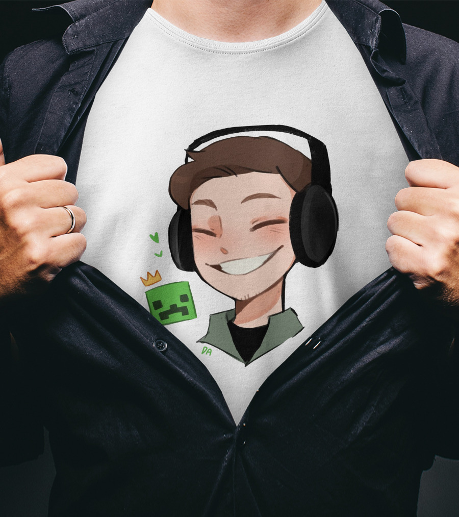 Sam Awesamdude Merch Handsamdude Pixel Crown Headphones Smile T-Shirt