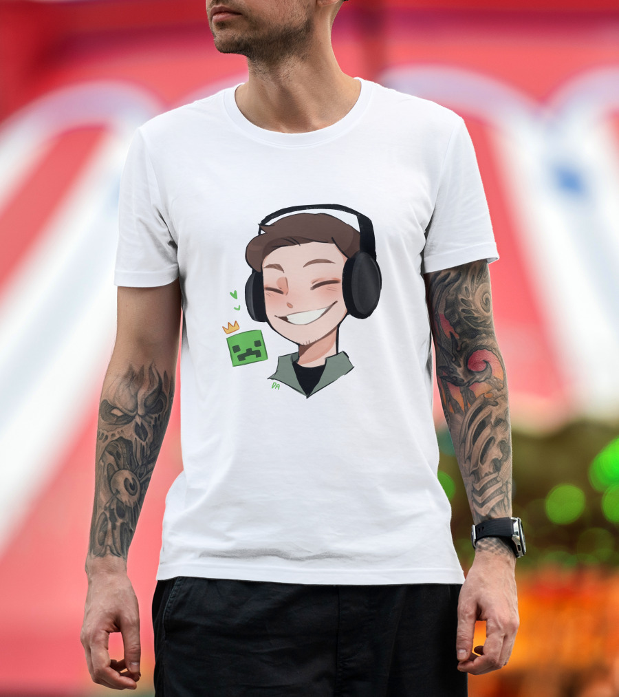 Awesamdude Creeper Man Merch Headphones Smiling Character T-Shirt