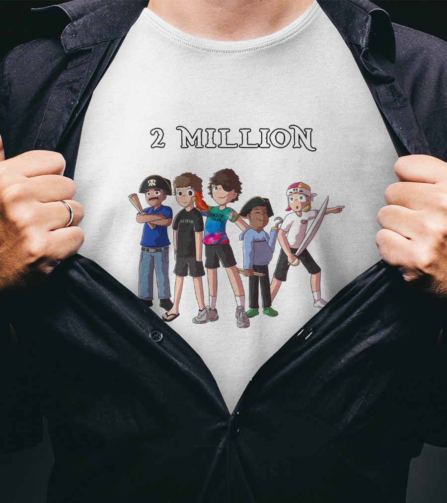 2 Million Subscribers Baylen Levine Celebrate With Animated Characters T-Shirt