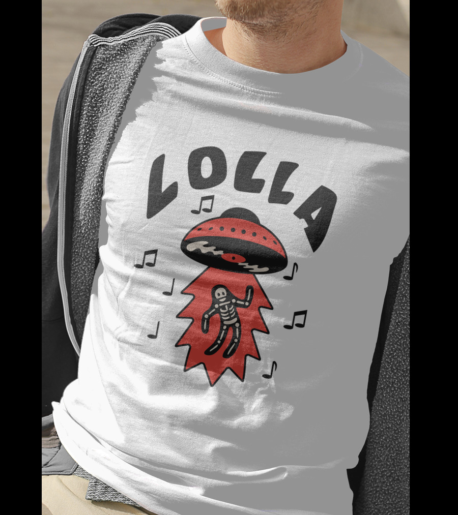 Lollapalooza Lolla UFO Skeleton Music Notes Merch T-Shirt