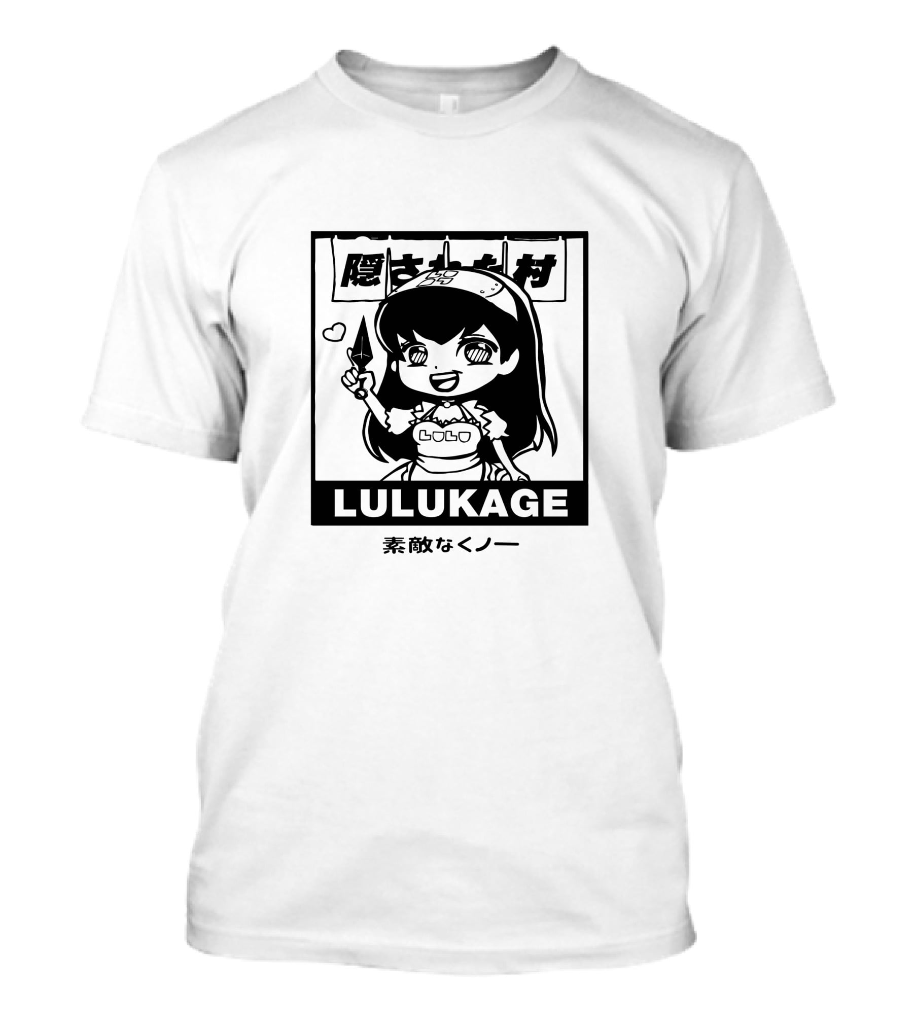 Lulukage Anime Character With Knife And Heart Symbol In Japanese T-Shirt