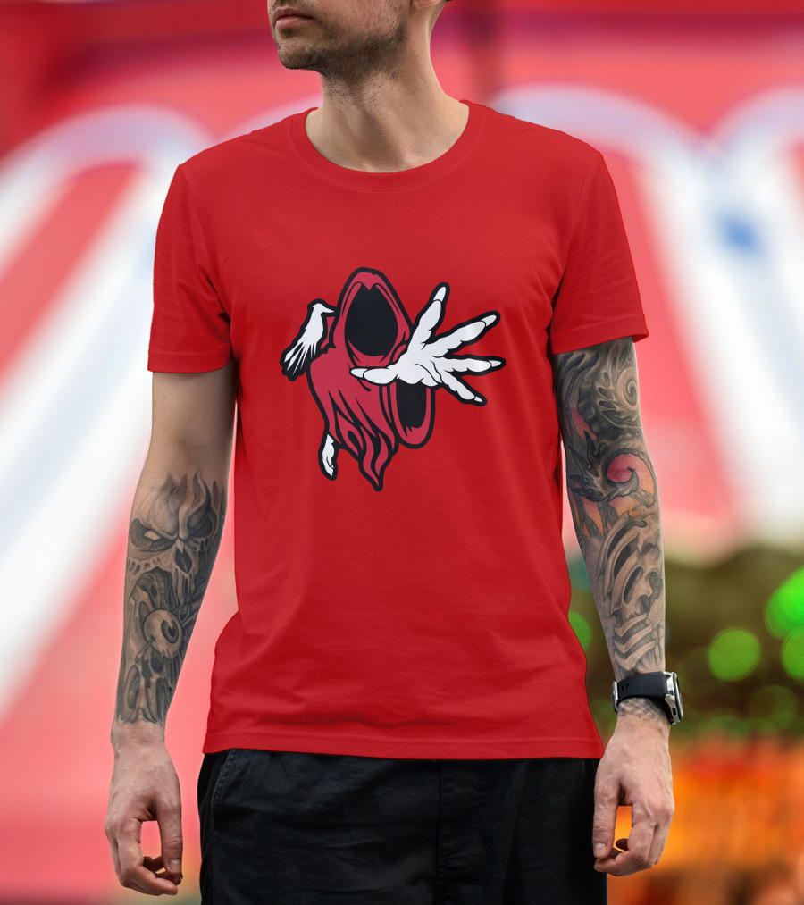 Psychopathic Merch Hell's Pit Wraith Iconic Red and White Hooded Figure T-Shirt