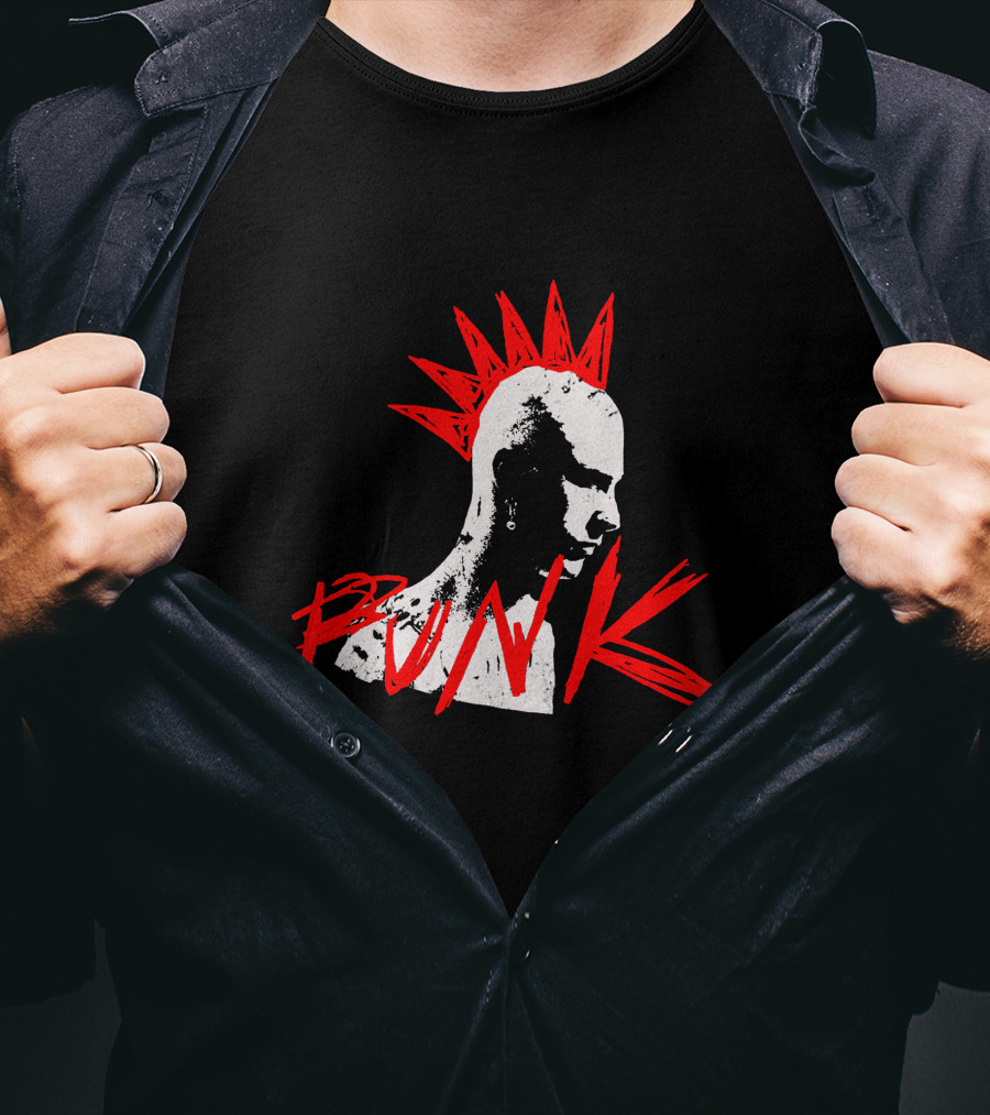 Blonde Don Punk MachineGunKelly Mohawk Red Spikes T-Shirt