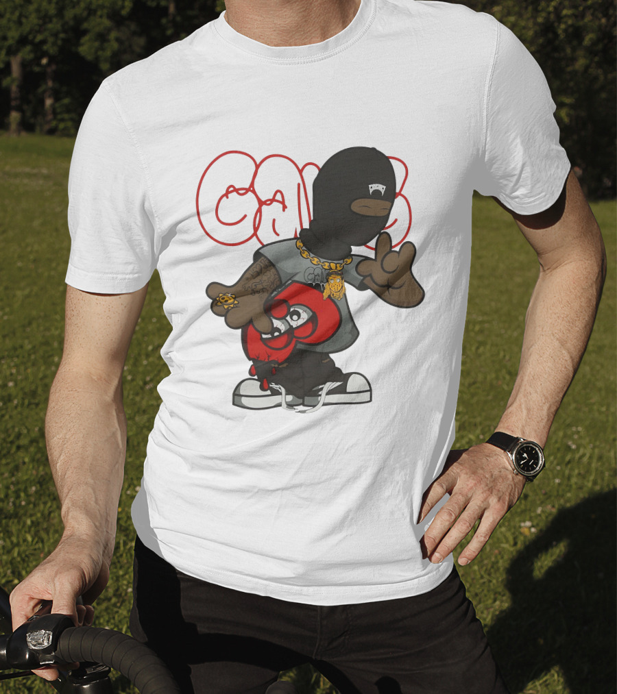 Ski Mask Heart GloGangWorldWide Cartoon Character With Chain And Tattoo T-Shirt