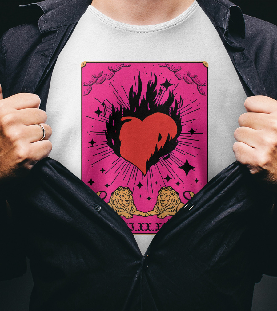Demi Lovato Burning Heart Pink Lions VIII.XX.XCII T-Shirt