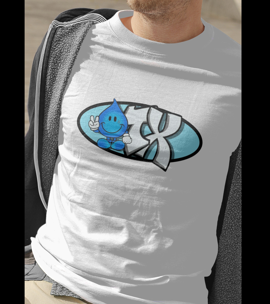 Geezy Industreetz Geezy World HX Logo With Blue Drop Cartoon Character T-Shirt