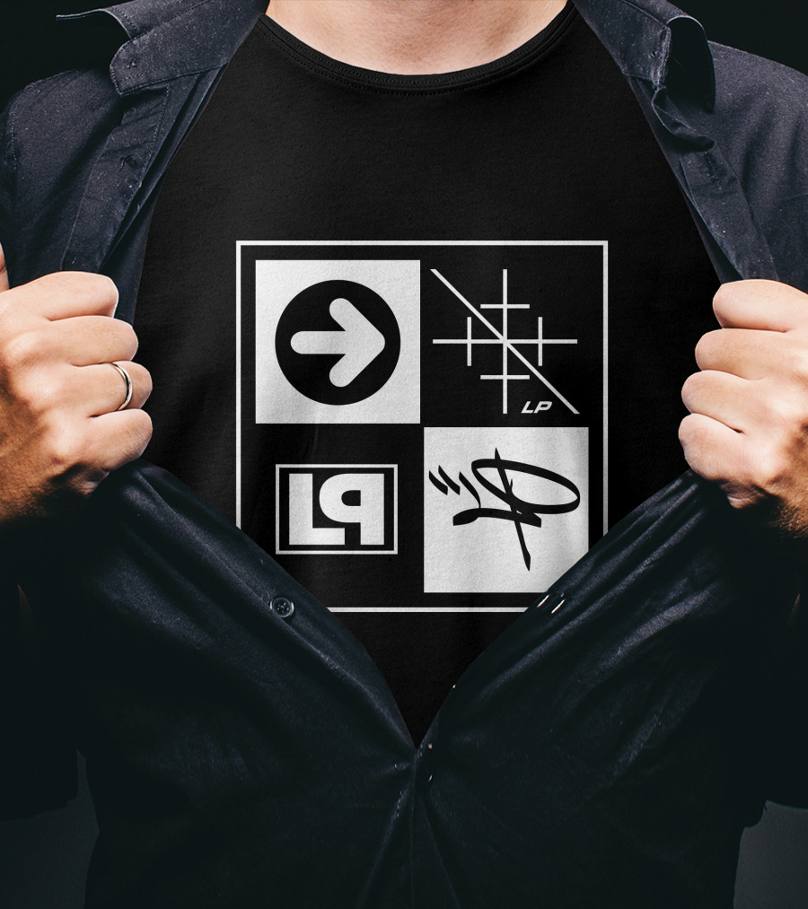 Linkin Park Merch HT20 Box Logo Arrow Grid LP Symbol Quadrant T-Shirt