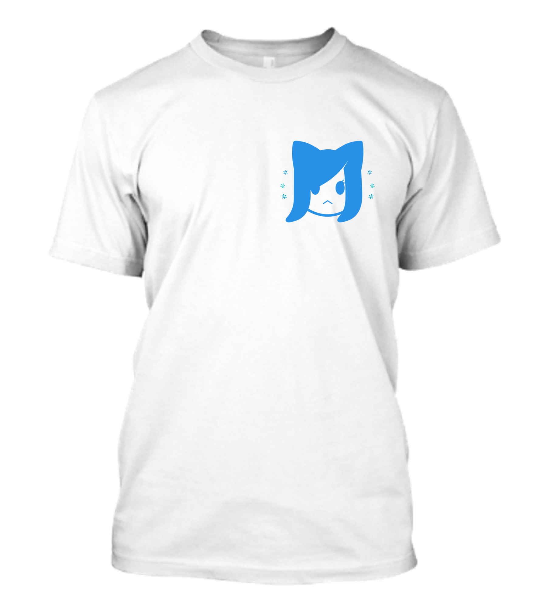 Akidearest Merch Aki Blue Hair Character Face With Stars T-Shirt