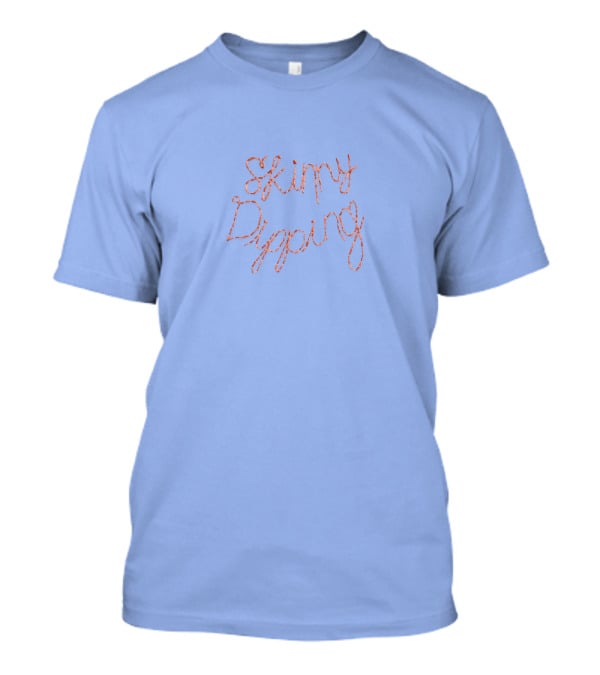Skinny Dipping Pastel Lettering On Blue T-Shirt