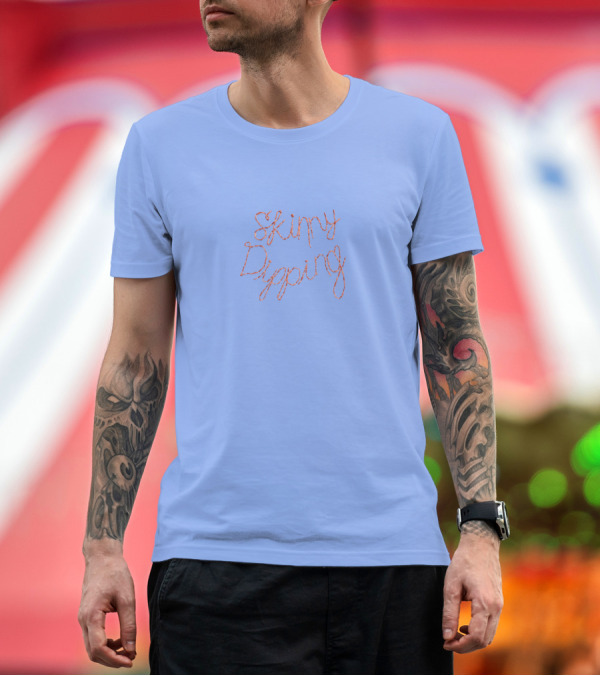 Premium T-Shirt: Skinny Dipping Pastel Lettering on Blue T-Shirt Skinny Dipping Pastel Lettering on Blue T-Shirt